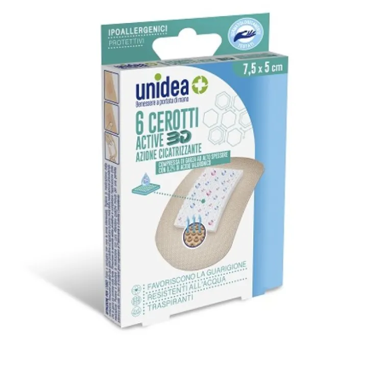 Active 3D Cerotti Cicatrizzanti 7,5x5cm Unidea® 6 Pezzi