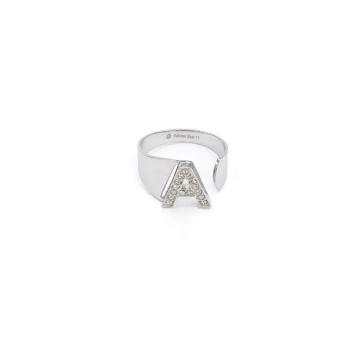 Anello Lettera A Argento Strass Linea ABC MyLovly