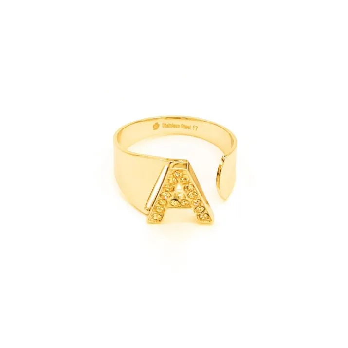 Anello Lettera A Oro Strass Linea ABC MyLovly