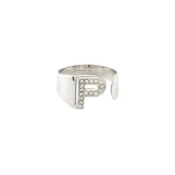 Anello Lettera P Argento Strass Linea ABC MyLovly