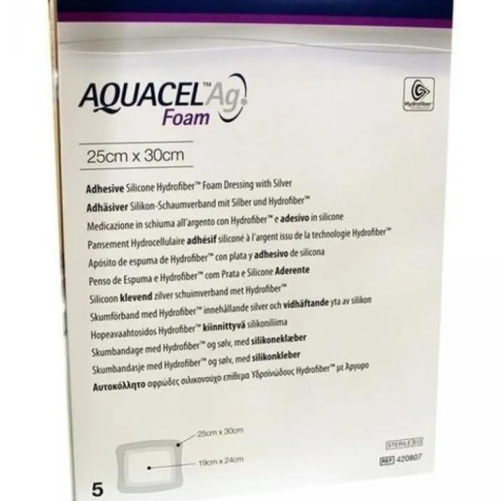Aquacel™ Ag Foam Medicazione Adesiva 25x30cm ConvaTec 5 Pezzi