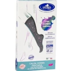 Calza Donna Fantasia 140 Ametista Pois Nero Tg.L-XL