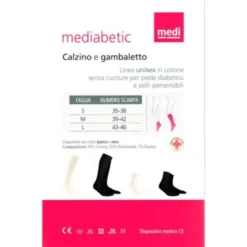 Calzino per Diabetico Corto Nero Tg.L Mediabetic 5150