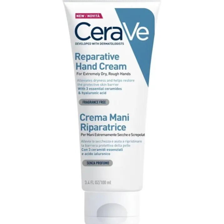 CeraVe Crema Mani Riparatrice Idratazione Intensa con Acido Ialuronico, Per Pelle Molto Secca, Ruvida o Screpolata, 100 ml