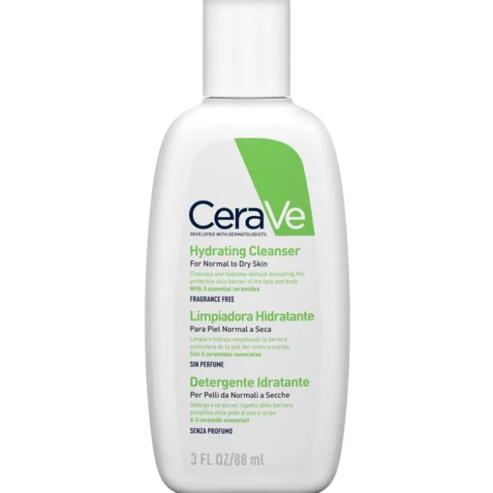 CeraVe Detergente Idratante Viso Pelle da Normale a Secca, con acido ialuronico e ceramidi 88 ml