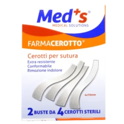 Cerotto per Sutura 4 x 76mm FarmaCerotto Med's 2 Buste x 4 Cerotti