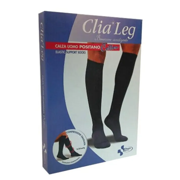 Clia Leg Calza Uomo Positano Cotton 16-20mmHg Nero Tg.L