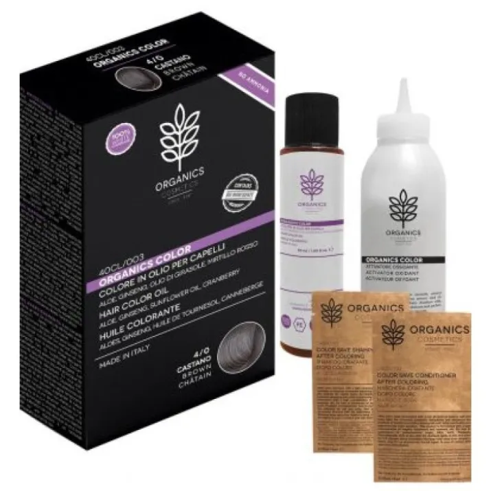 Colore in Olio Per Capelli 4/0 Castano Organics Pharm