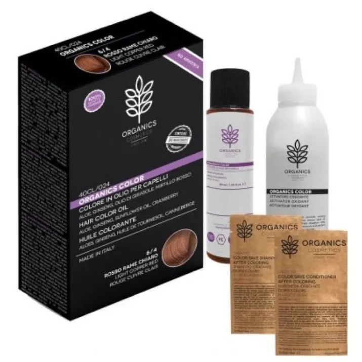 Colore in Olio Per Capelli 6/4 Rosso Rame Chiaro Organics Pharm