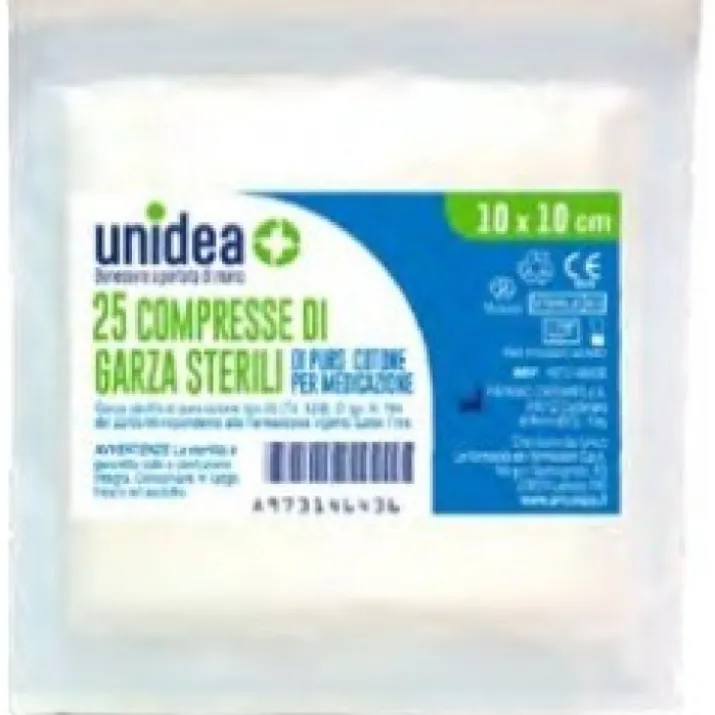COMPRESSE DI GARZA STERILI unidea 10x10cm 25 Compresse