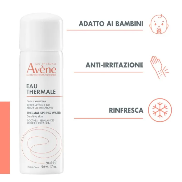 Eau thermale Avène Acqua termale spray, lenitiva, pelle sensibile, allergica e irritabile, 50ml