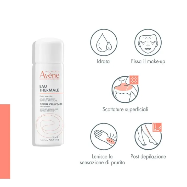 Eau thermale Avène Acqua termale spray, lenitiva, pelle sensibile, allergica e irritabile, 50ml