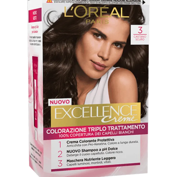 Excellence Crème Colorazione Permanente 3 Castano Scuro L'OREAL 40ml