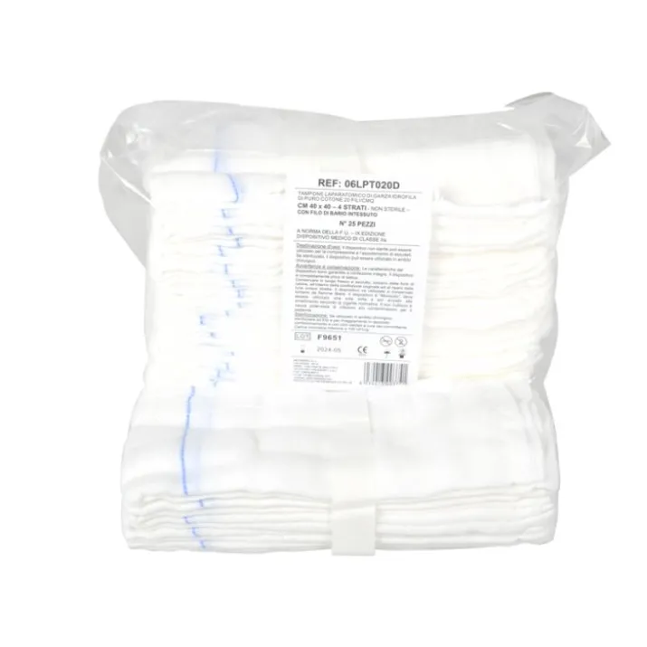 Garza Laparatomica 4strati 20fili 40x40cm GIMA 250 Pezzi