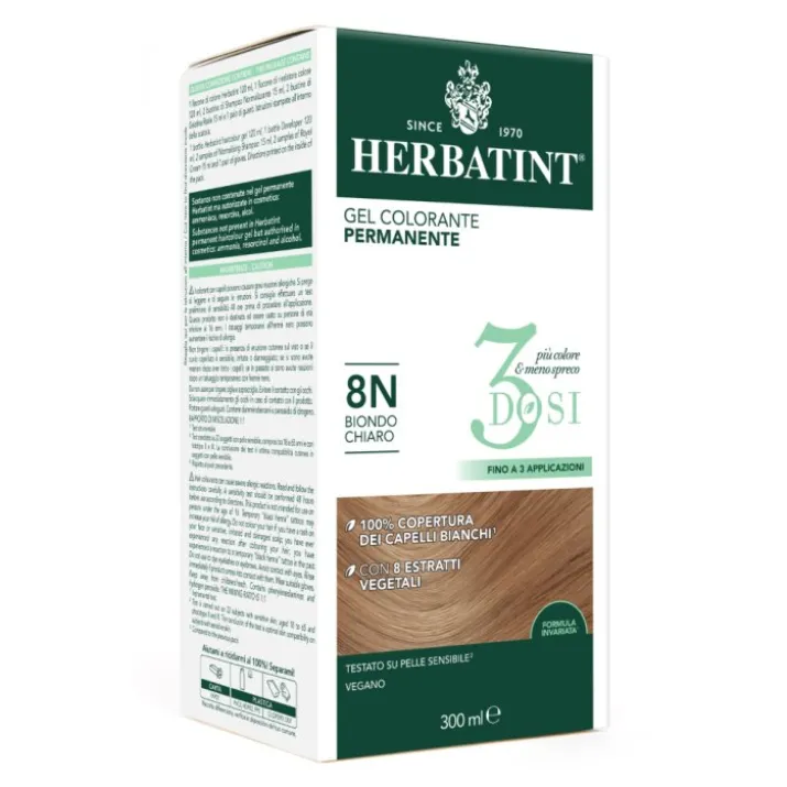 Gel Colorante Permanente 8N 3 Dosi Herbatint 300ml