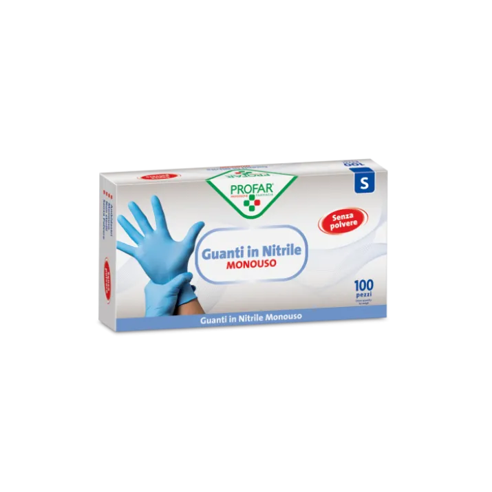 Guanti in Nitrile Senza Polvere S PROFAR® 100 Pezzi