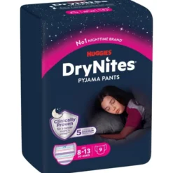 Huggies Drynites Mutandine Assorbenti Ragazze 8-13 Anni 9 Pezzi