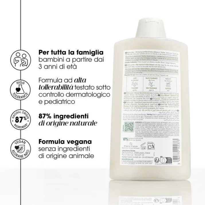 Klorane Shampoo all'Avena Extra delicato, tutti i tipi di capelli, 400ml