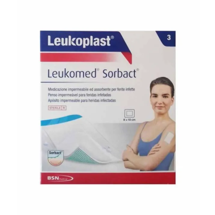 Leukomed Sorbact Medicazione 8x10cm 3 Pezzi