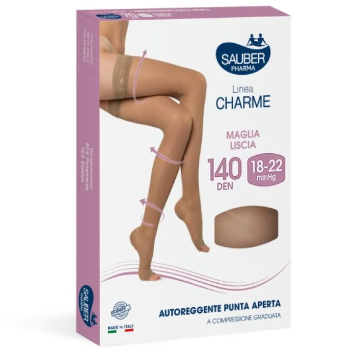 Linea Charme 140D Autoreggente Punta Aperta Neutro Tg.4 Sauber
