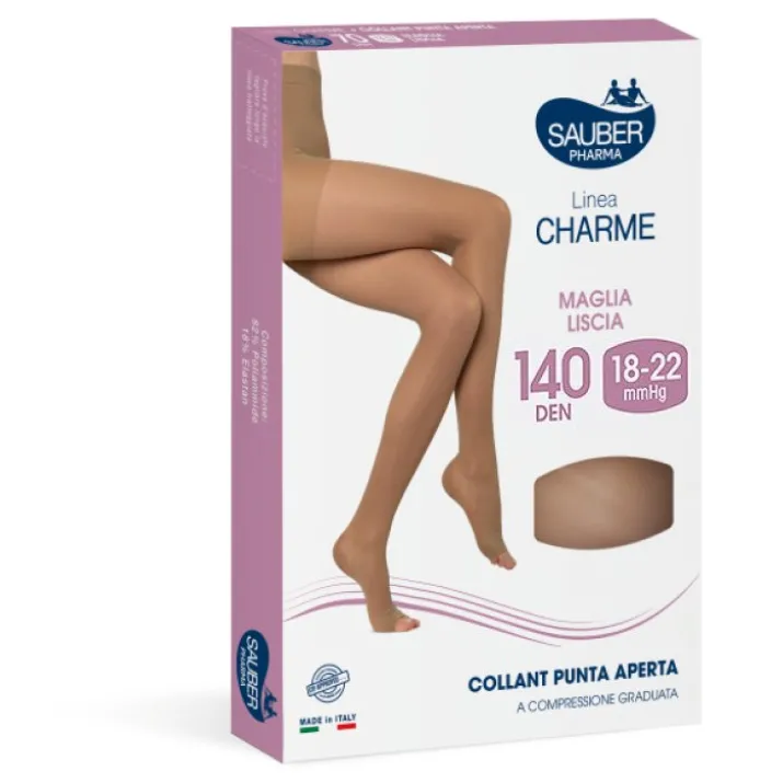 Linea Charme 140D Collant Punta Aperta Neutro Tg.4 Sauber