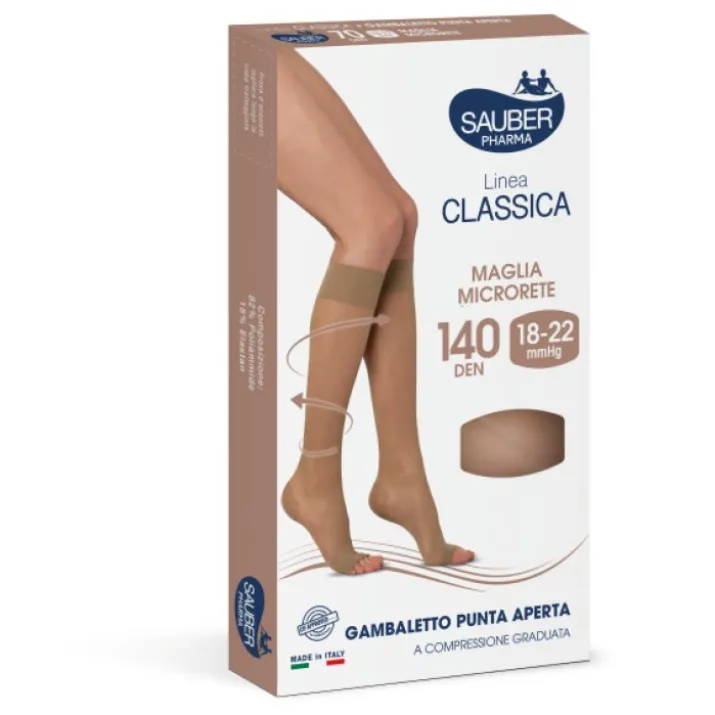 Linea Classica 140D Gambaletto Punta Aperta Nero Tg.4 Sauber
