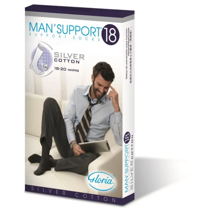 Man Support Silver Cotton 18 Gambaletto Blu 3 GloriaMed®
