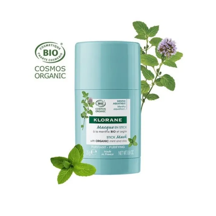 Maschera Stick Menta BIO E Argilla KLORANE 25g