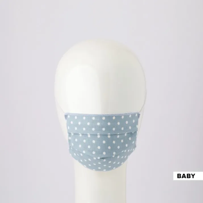 Mascherina Baby Pois Azzurro Linea Oro Carillo Kit 2 Mascherine