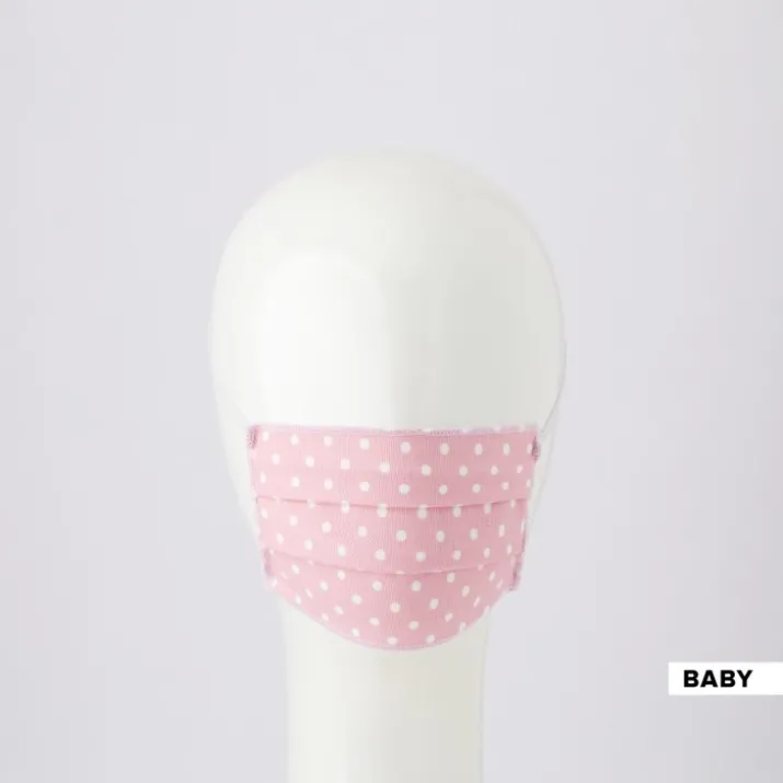 Mascherina Baby Pois Rosa Linea Oro Carillo Kit 2 Mascherine