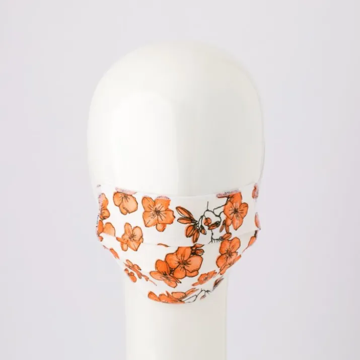 Mascherina Fiore Arancione Linea Oro Carillo Kit 2 Mascherine