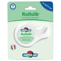 Master-Aid® Rollsilk® Cerotto In Seta Artificiale Bianco Con Pratico Dispenser m 5 x 2,5 cm