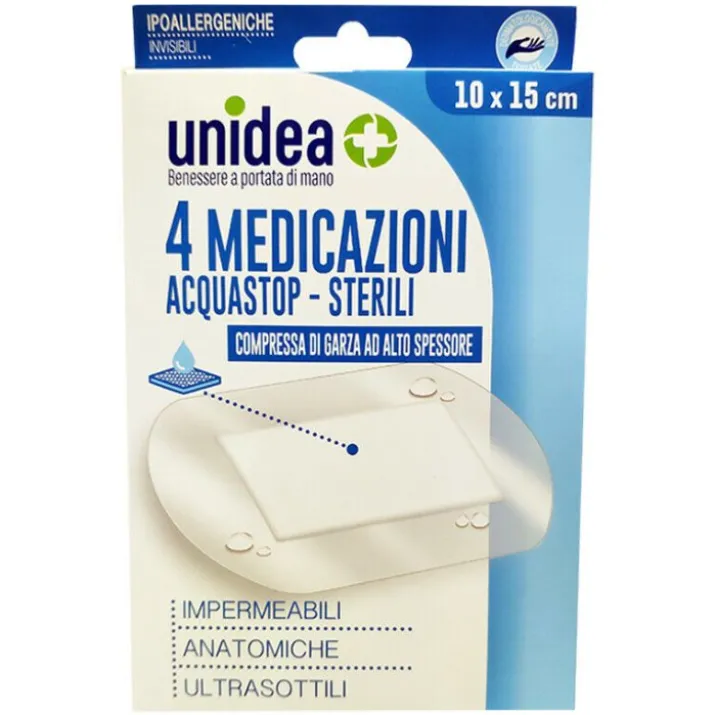 MEDICAZIONI ACQUASTOP STERILI unidea 10x15cm 4 Medicazioni
