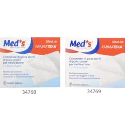 Med's FarmaTexa Compresse Di Garze Sterili Di Puro Cotone 12/8 36x40cm 12 Pezzi
