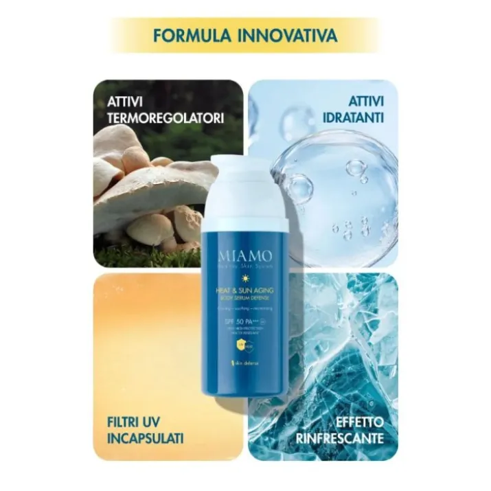 Miamo Skin Defense - Heat & Sun Aging Body Serum Defense Siero Solare Corpo SPF50 PA+++, 100ml