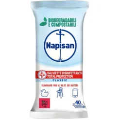 Napisan Salviette Disinfettanti Classic Total Protection Biodegradabili 40 Pezzi