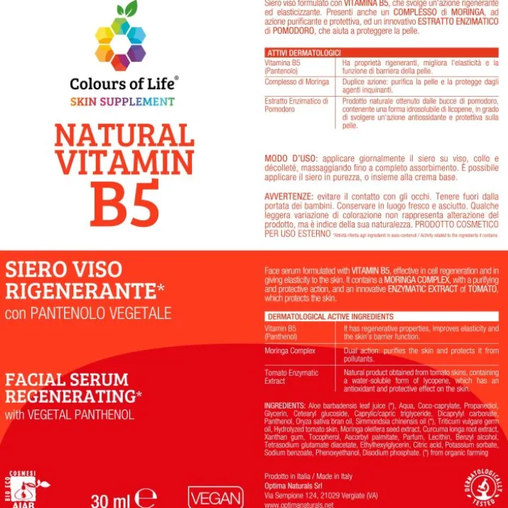 Natural Vitamin B5 Siero Viso Rigenerante Colours of Life 30ml