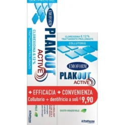 Plak Out Active Clorexidina 0,12% Collutorio + Dentifricio Emoform 200ml+75ml Promo