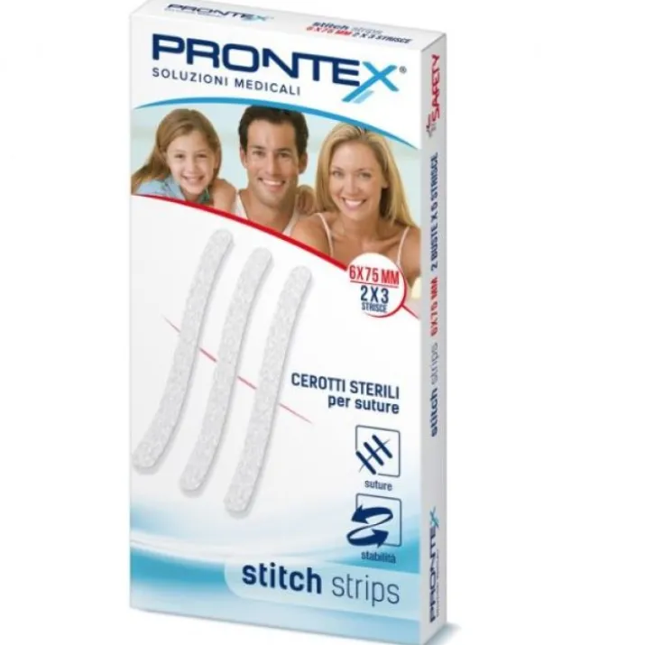 Prontex Stitch Strips Cerotti Sterili Per Suture 6x75mm 10 Pezzi