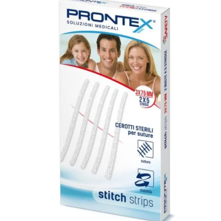 Safety Prontex Stitch Strips Cerotti Per Suture 3x75cm 10 Pezzi