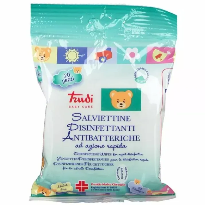 Salviettine Disinfettanti Antibatteriche Trudi Baby Care 20 Pezzi