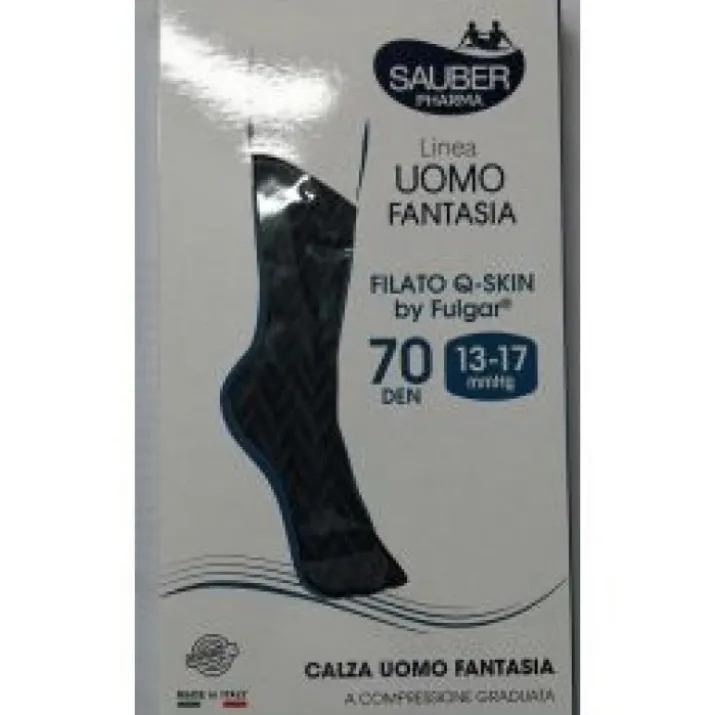 Sauber Calza Uomo Qskin 70 Spiga Nero Denari S/M