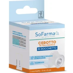 Sofarmapiu' Cerotto In Tela Bianca In Rocchetto 5mx5cm
