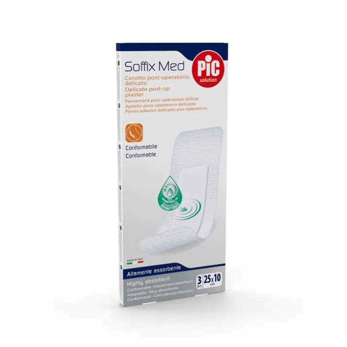 Soffix Med Cerotto Post Operatorio Delicato 25x10cm PIC 3 Pezzi