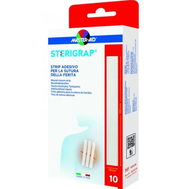 STERIGRAP Strip Adesivo Sutura MASTER•AID 100x12mm 10 Pezzi