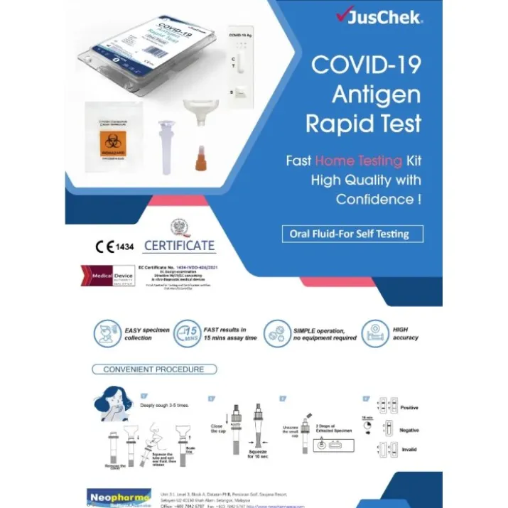 Test Rapido Antigene COVID-19 Saliva Juschek 1 Pezzo
