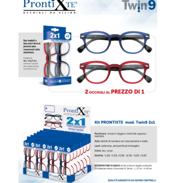 Twin 9 Blu Rosso Diottrie +3,50 ProntiXTe 2 Paia