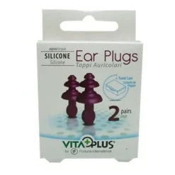 Vita+Plus® Ear Plugs Tappi Auricolari Silicone Acqua 2 Coppie+Custodia